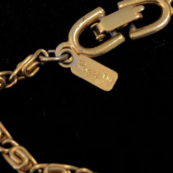 vintage 1970's roget signed unique swirled gold tone chain necklace 18 inches - Picture 4 of 5